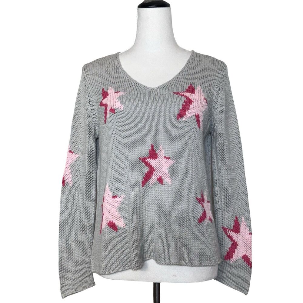 Wooden Ships Sweater X/S Pink Stars Resort Beach Boho Oversized Relaxed Slouchy